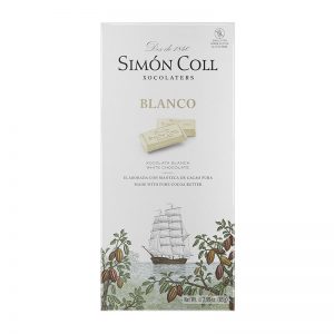 Weiße Schokolade in eleganter Verpackung mit Segelschiff bedruckt