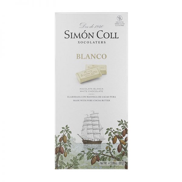 Weiße Schokolade in eleganter Verpackung mit Segelschiff bedruckt